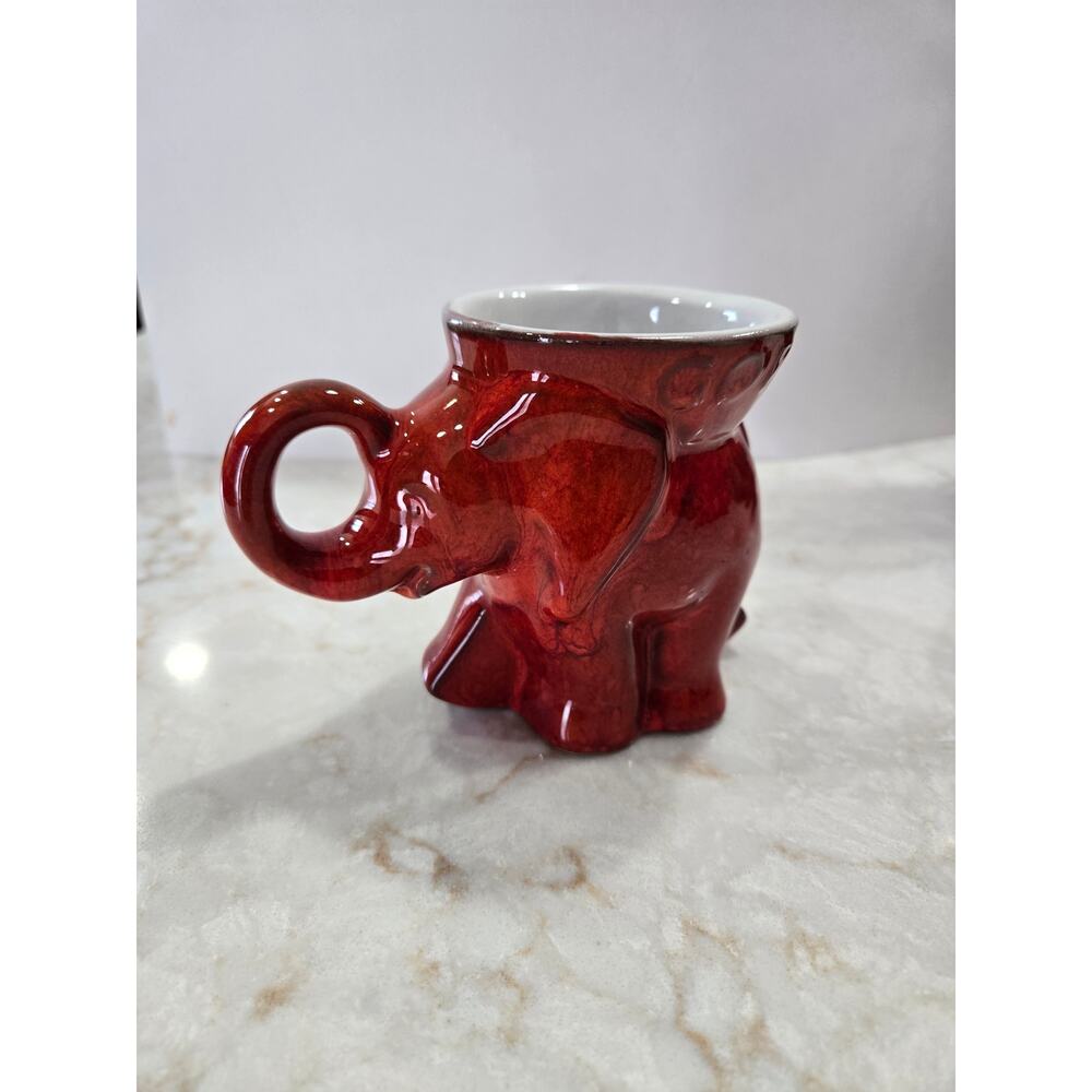 Vintage Red 1976 Frankoma Republican GOP Elephant Coffee Cup Mug Bicentennial